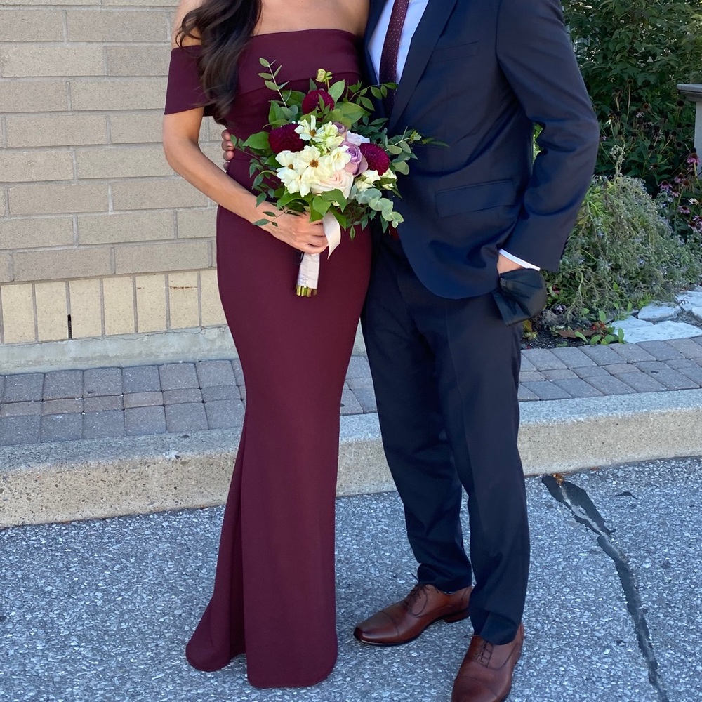KATIE MAY OFF THE SHOULDER DEEP WINE BRIDESMAID DRESS SIZE 2,4,6,8 AVAILABLE